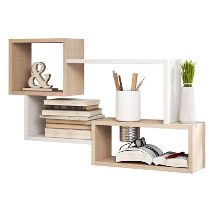 Poliță de perete TRIO 87x54x18 cm stejar sonoma/alb