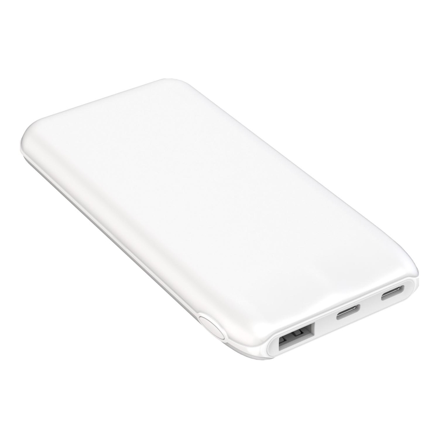 Power Bank 10000 mAh 10W Power Delivery 2xUSB-C + 1xUSB-A albă