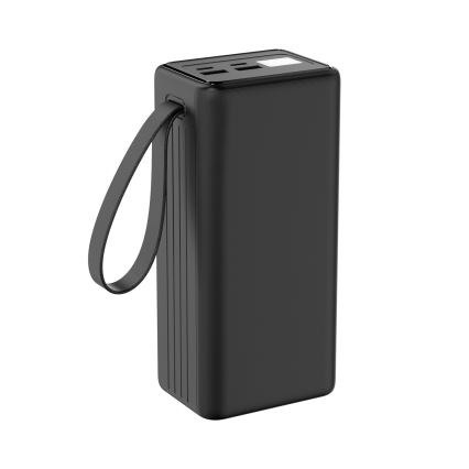 Power Bank 40000 mAh 65W Power Delivery, 2x USB-A + 2x USB-C, lanternă LED și cablu USB-C 1m, negru