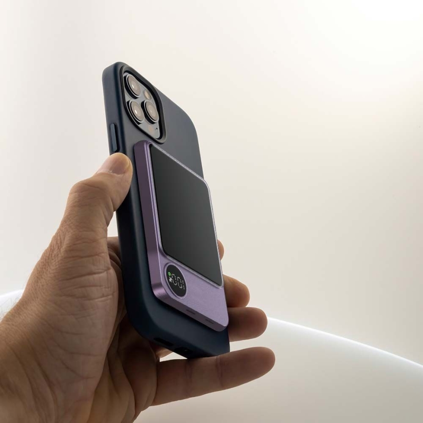 Power Bank cu ecran și încărcare wireless Power Delivery 5000mAh/20W/5V violet