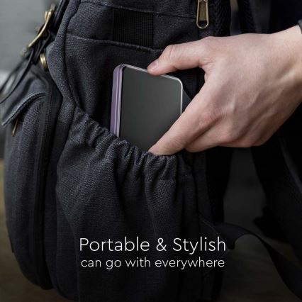 Power Bank cu ecran și încărcare wireless Power Delivery 5000mAh/20W/5V violet