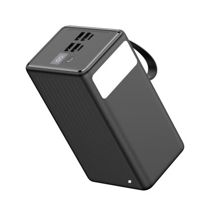 Power Bank 70000 mAh 20W Power Delivery, 4x USB-A + 2x USB-C, lanternă LED și cablu USB-C 1m, negru