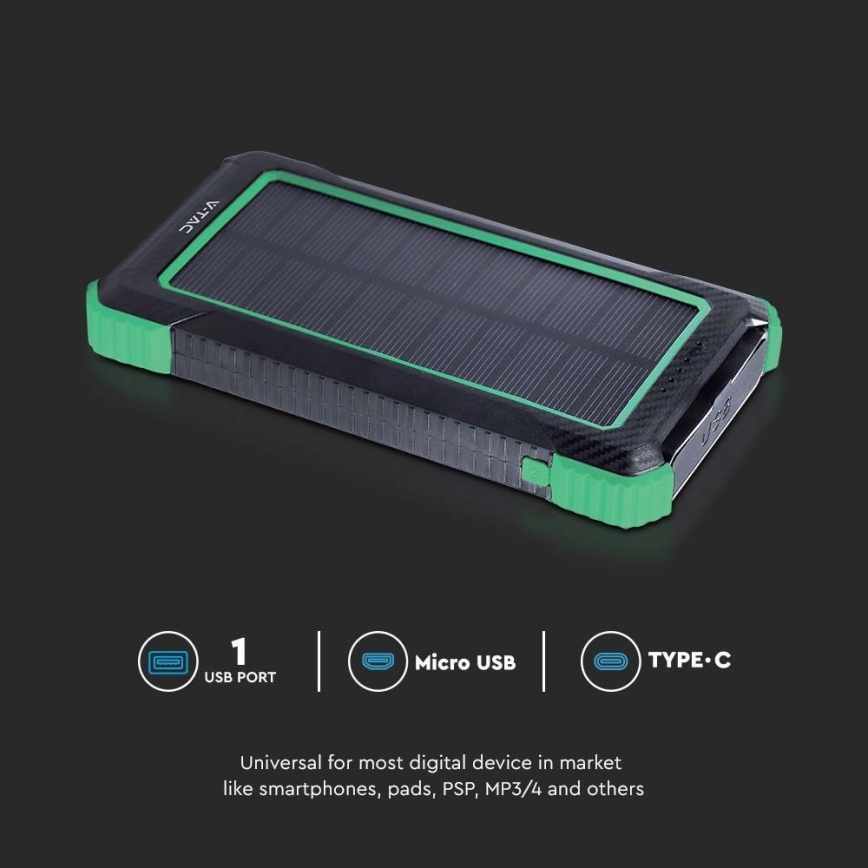Power Bank solară Power Delivery 10000mAh/10W/5V negru
