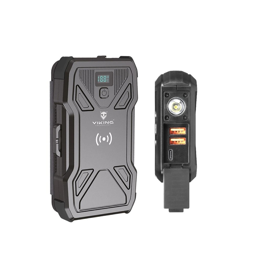 Viking - Powerbank 20000 mAh Power Delivery 22,5W cu lanternă LED, încărcare wireless și panou solar