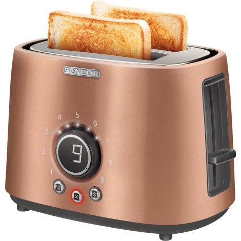 Prăjitor de pâine cu două fante și funcție de încălzire 1000W/230V cupru Sencor