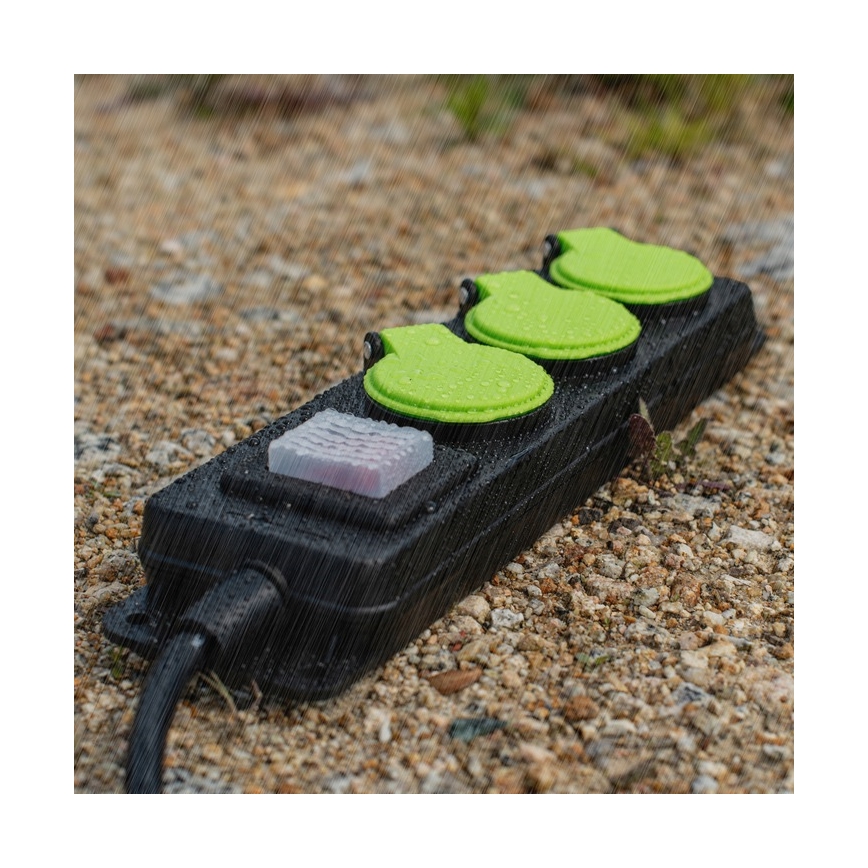 Prelungitor 20m cu 3 prize și întrerupător IP44