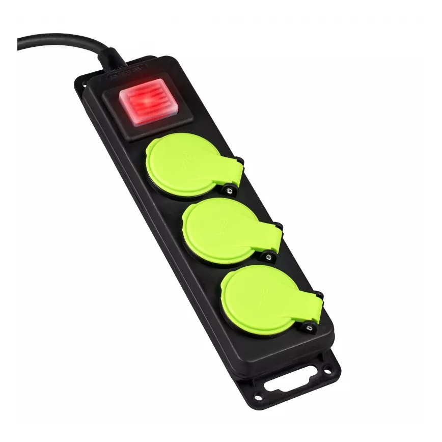 Prelungitor 20m cu 3 prize și întrerupător IP44