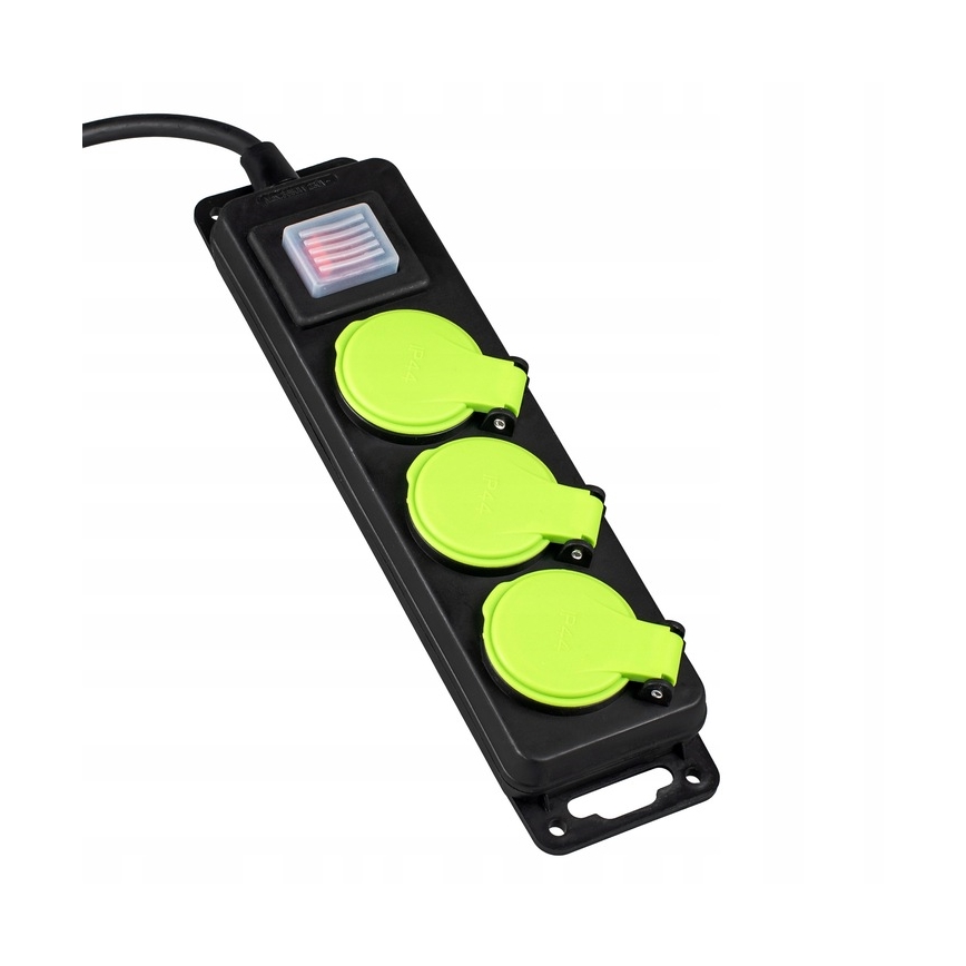 Prelungitor 20m cu 3 prize și întrerupător IP44