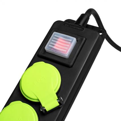 Prelungitor cu 3 prize și întrerupător, 5 m, IP44