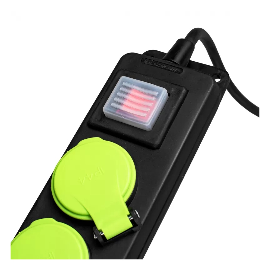 Prelungitor cu 3 prize și întrerupător, 5 m, IP44