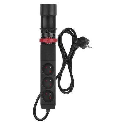 Prelungitor cu element de fixare de blat 3Z + 3xUSB 1,5m negru