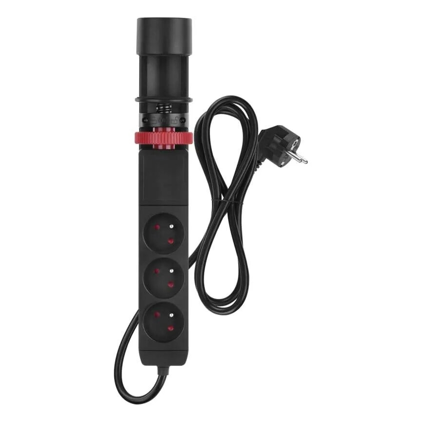 Prelungitor cu element de fixare de blat 3Z + 3xUSB 1,5m negru