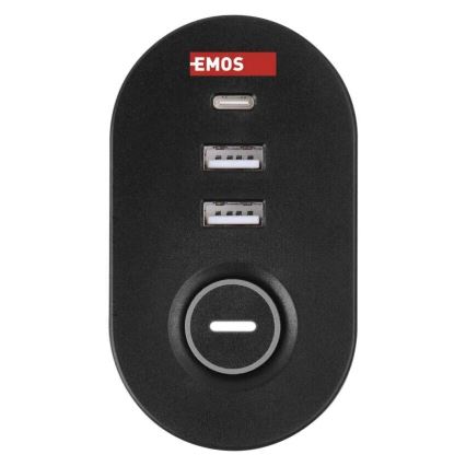 Prelungitor cu element de fixare de blat 3Z + 3xUSB 1,5m negru