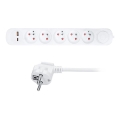 Prelungitor cu întrerupător 5Z și încărcare USB A+C, 3 m