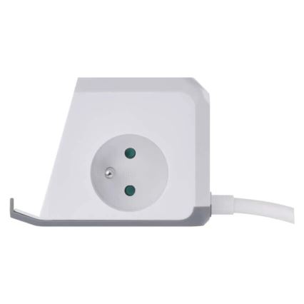 Prelungitor cub cu funcție de încărcare fără fir QI 2Z +2xUSB-A+1xUSB-C 2m alb