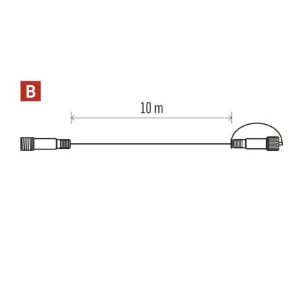 Prelungitor exterior transparent pentru șiruri luminoase, 10 m, IP44
