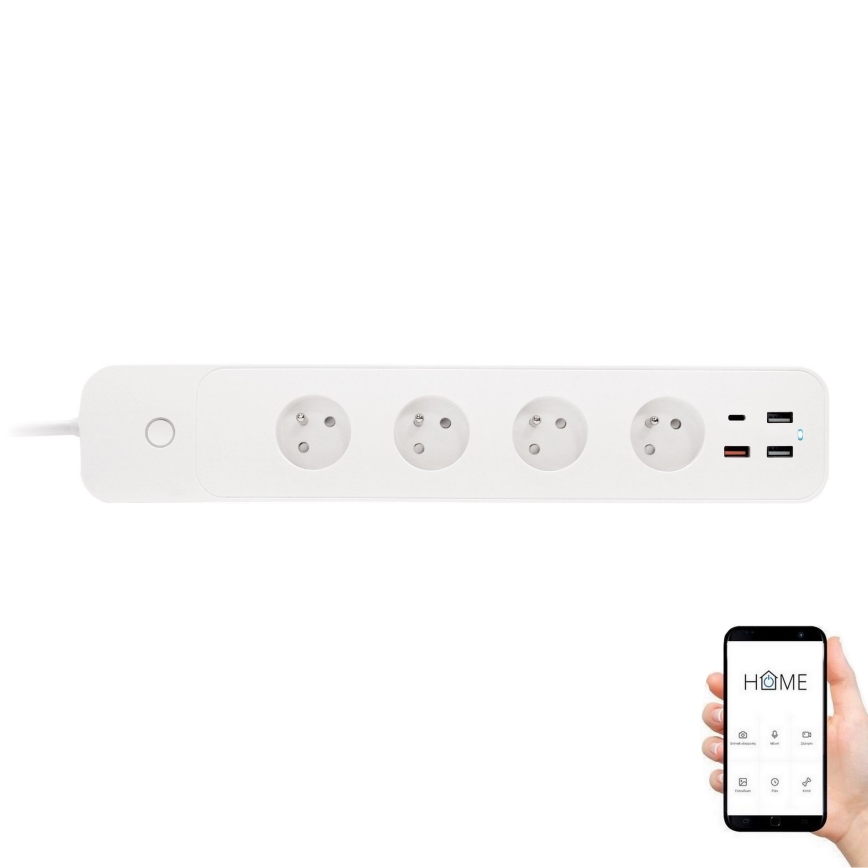 Prelungitor inteligent cu întrerupător 1,5 m 4Z + 4xUSB Wi-Fi