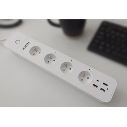 Prelungitor inteligent cu întrerupător 1,5 m 4Z + 4xUSB Wi-Fi