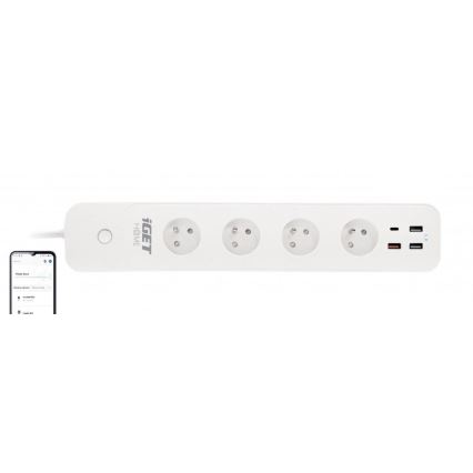 Prelungitor inteligent cu întrerupător 1,5 m 4Z + 4xUSB Wi-Fi