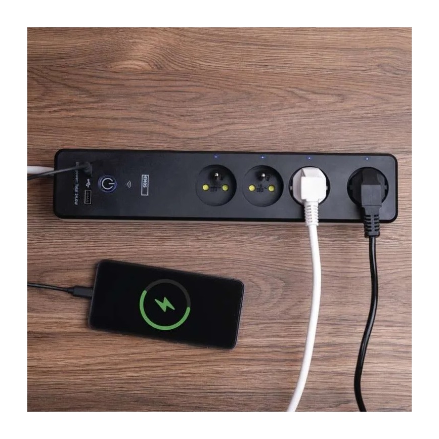 Prelungitor inteligent cu întrerupător GoSmart 4Z + 1xUSB-A + 1xUSB-C 2 m Wi-Fi Tuya