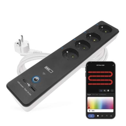 Prelungitor inteligent cu întrerupător GoSmart 4Z + 1xUSB-A + 1xUSB-C 2 m Wi-Fi Tuya
