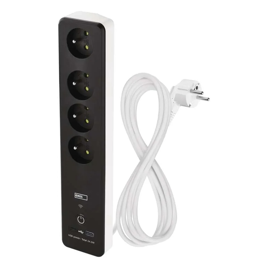 Prelungitor inteligent cu întrerupător GoSmart 4Z + 1xUSB-A + 1xUSB-C 2 m Wi-Fi Tuya