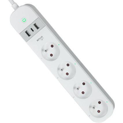 Prelungitor inteligent cu întrerupător 4Z + 2xUSB-A+1xUSB-C 1,5m Wi-Fi Tuya alb