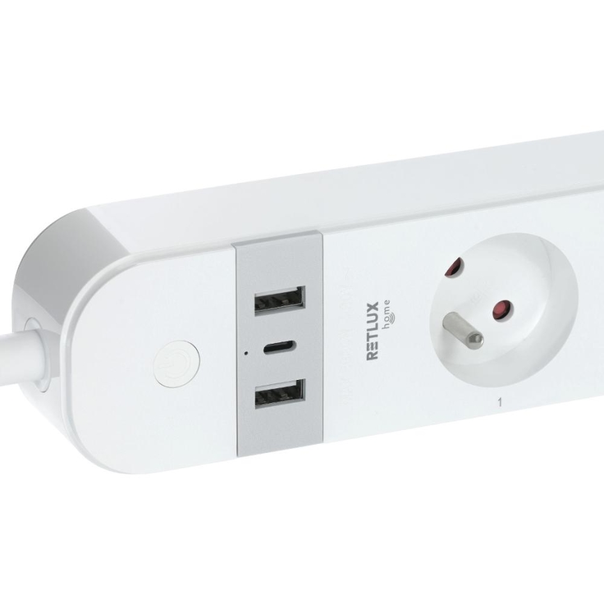 Prelungitor inteligent cu întrerupător 4Z + 2xUSB-A+1xUSB-C 1,5m Wi-Fi Tuya alb