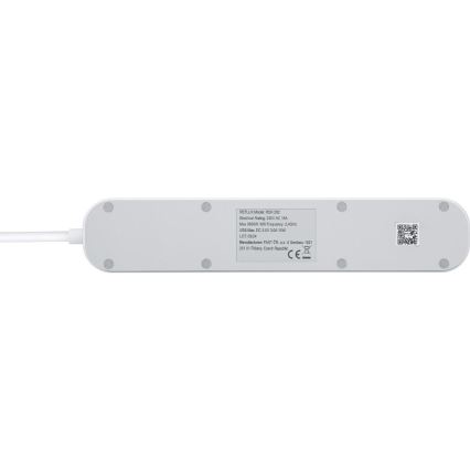 Prelungitor inteligent cu întrerupător 4Z + 2xUSB-A+1xUSB-C 1,5m Wi-Fi Tuya alb