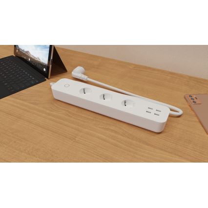 Prelungitor inteligent cu întrerupător TESLA Smart 1,8 m 3Z + 4xUSB Wi-Fi Tuya