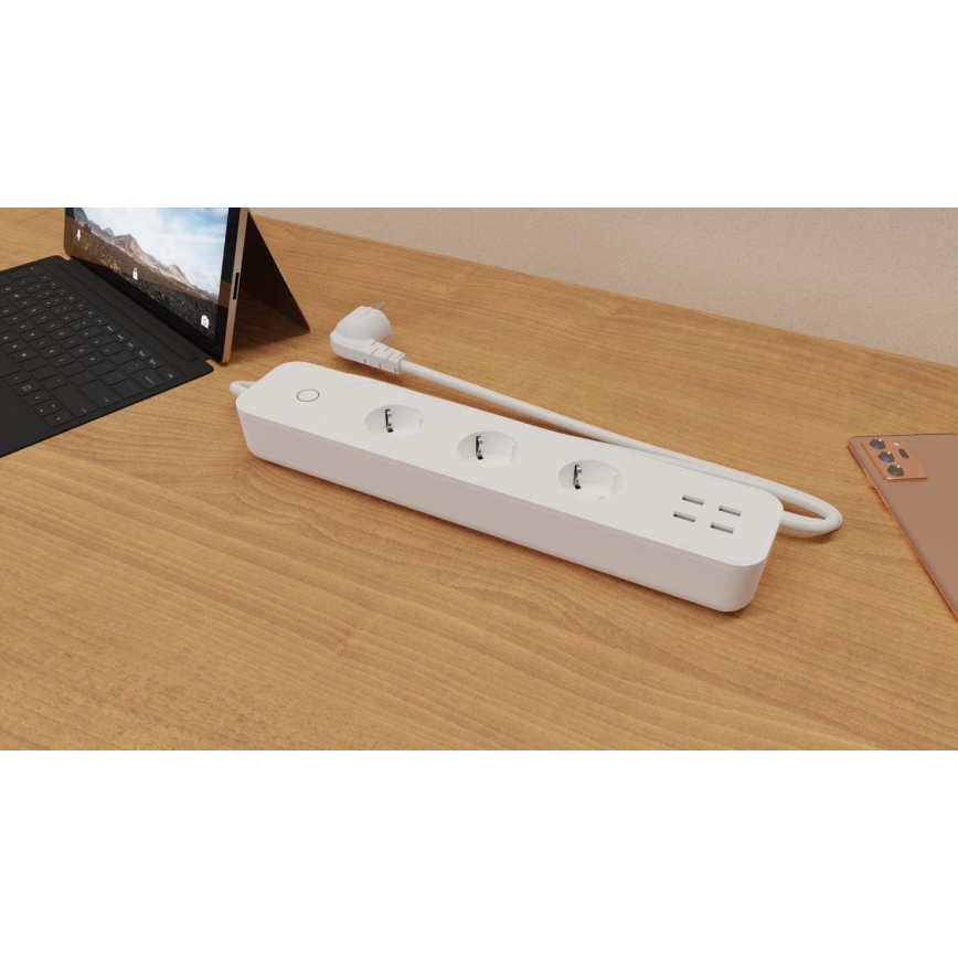 Prelungitor inteligent cu întrerupător TESLA Smart 1,8 m 3Z + 4xUSB Wi-Fi Tuya