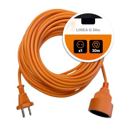 Prelungitor LINEA G, 1 priză, 30 m, portocaliu