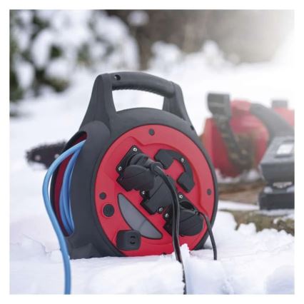 Prelungitor pe tambur 3Z 20m roșu/negru IP44