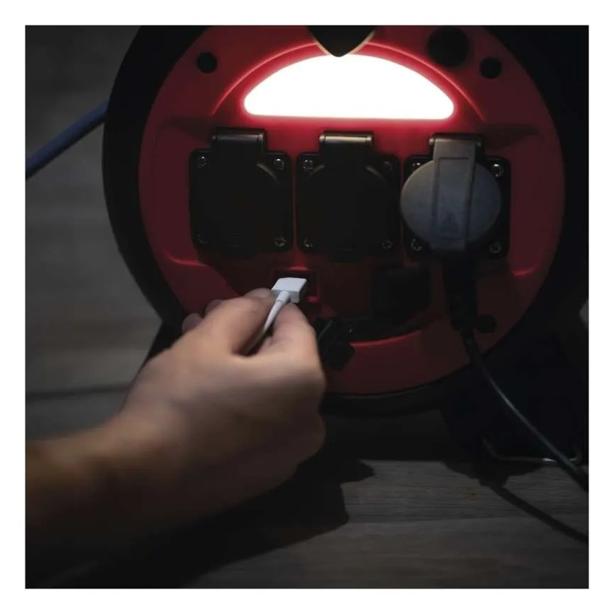 Prelungitor pe tambur 3Z 20m roșu/negru IP44