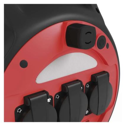 Prelungitor pe tambur 3Z 20m roșu/negru IP44