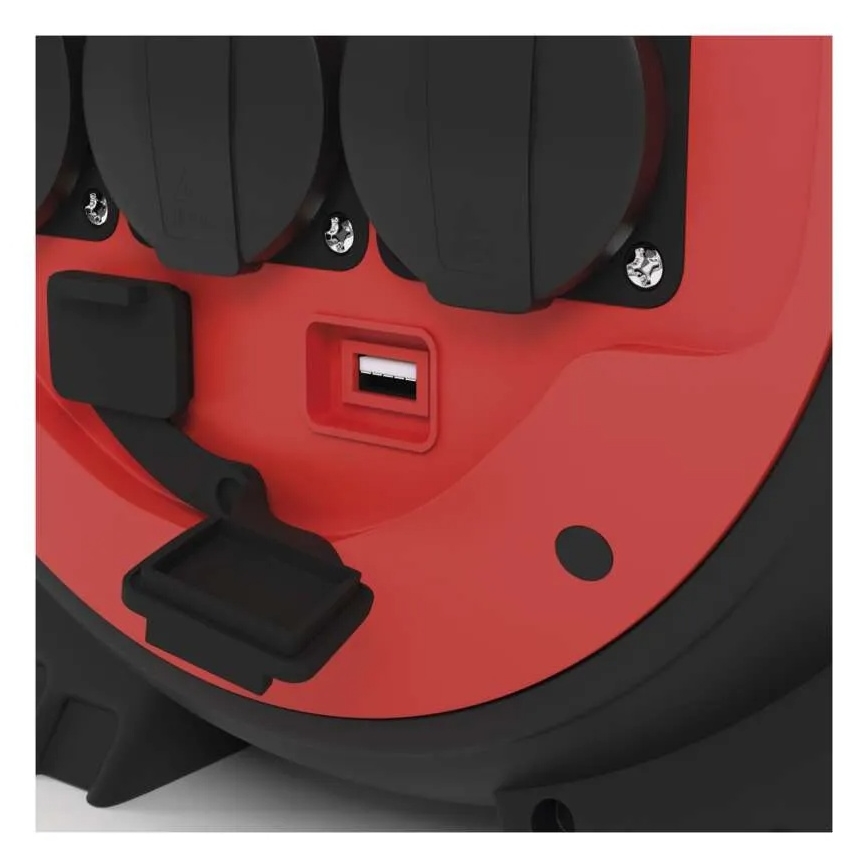 Prelungitor pe tambur 3Z 20m roșu/negru IP44