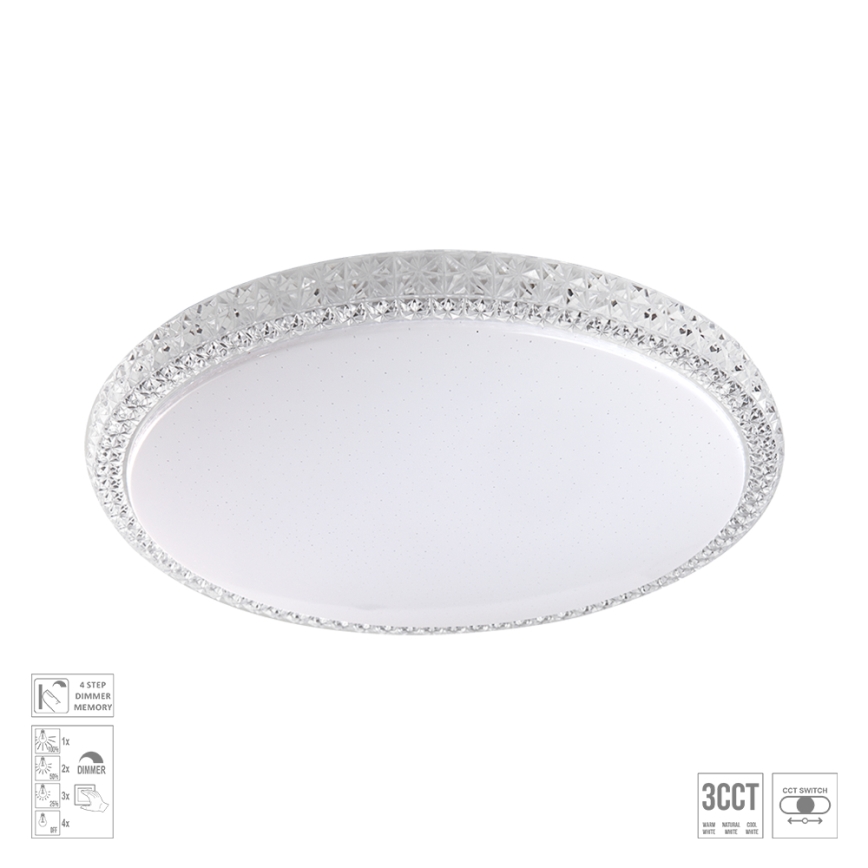 Prezent 71339 - Plafonieră LED dimabilă AMBIA, 30W, 230V, 3000/4000/6500K, Ø 39,5 cm, transparentă