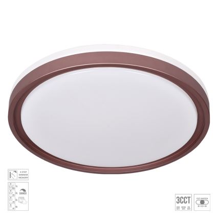 Prezent 71344 - Plafonieră LED dimabilă FLOREN LED/30W/230V 3000/4000/6500K Ø 41,5 cm maro