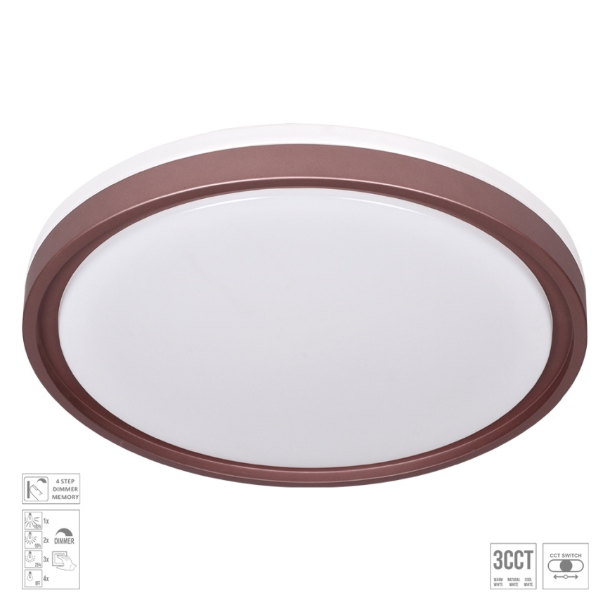 Prezent 71344 - Plafonieră LED dimabilă FLOREN LED/30W/230V 3000/4000/6500K Ø 41,5 cm maro