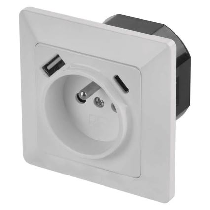 Priză de perete cu porturi USB-A și USB-C