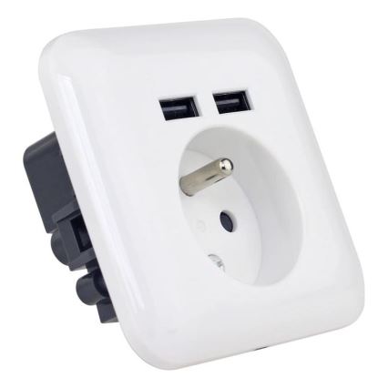 Priză de perete cu USB, tip francez 250V/16A