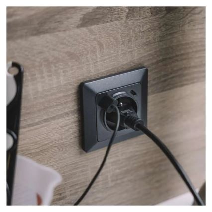 Priză de perete tip FRENCH cu USB-A+USB-C, 250V/16A, antracit