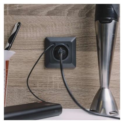 Priză de perete tip FRENCH cu USB-A+USB-C, 250V/16A, antracit