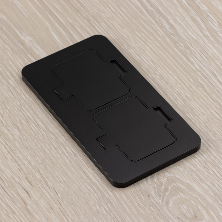 Priză dublă încastrabilă de podea de exterior IP55 negru dreptunghiular