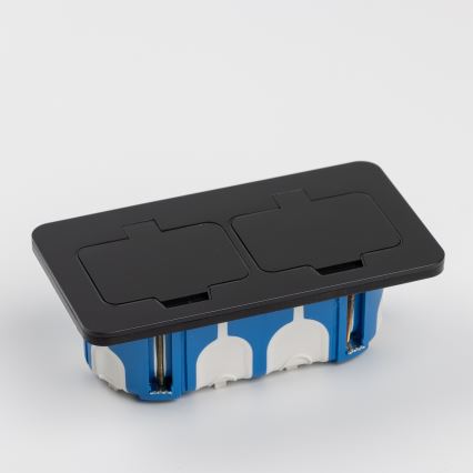 Priză dublă încastrabilă de podea de exterior IP55 negru dreptunghiular