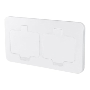 Priză dublă încastrabilă pentru pardoseală, IP55, albă, dreptunghiulară
