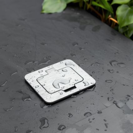 Priză încastrabilă de podea de exterior Brilagi IP55 crom mat dreptunghiular