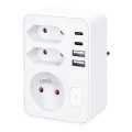 Priză multiplă 1x16A + 2x2,5A cu încărcător 2x USB (A+C), albă