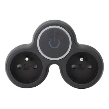 Priză multiplă cu întrerupător, 2 x 10 A, neagră