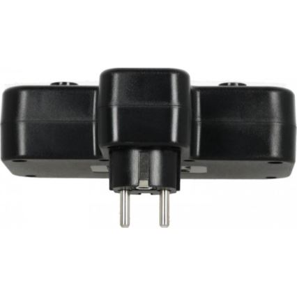 Multipriză LINEA PRO, 2 prize SCHUKO + 3xUSB A/C, cu întrerupător și iluminare LED 4000K, neagră